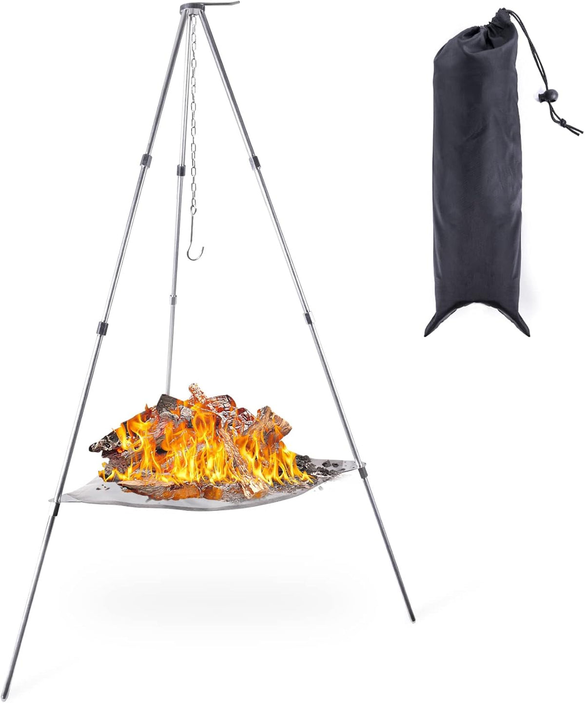 Portable Outdoor Fire Pit 22 Inch - New Upgraded Camping Fire Pit Collapsible Foldable Mesh Fire Pits Fireplace for Camping, Campfire, Patio, Backyard and Garden - Carrying Bag Included
