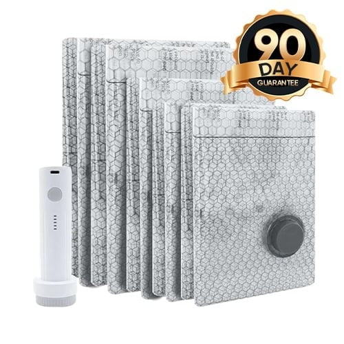 Portable vacuum compression bag + automatic air pump