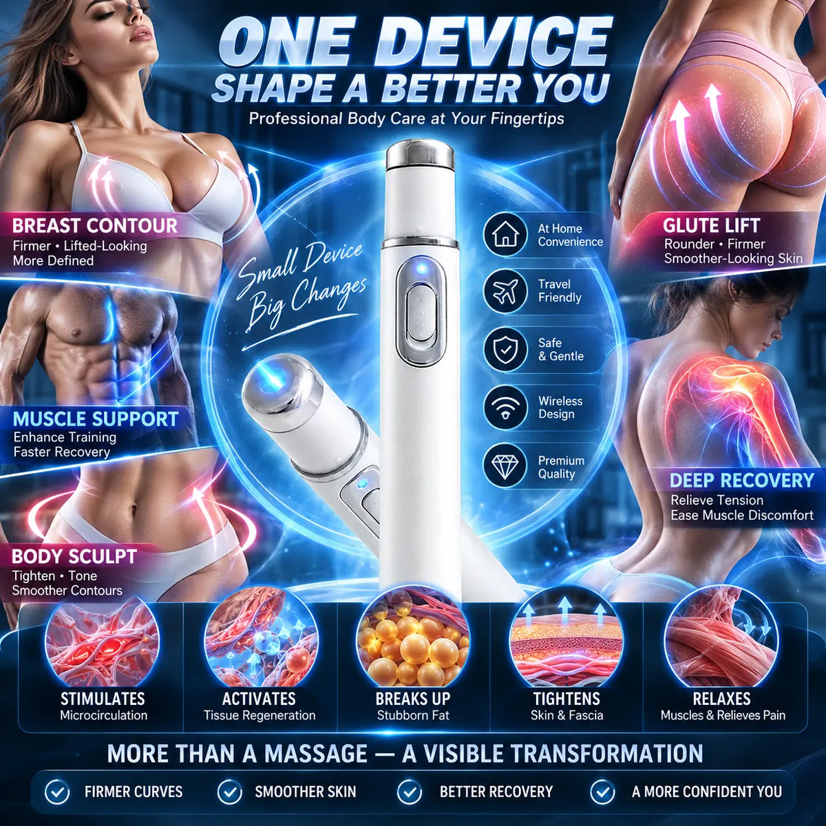 Mresio ULTRASONIC SHOCK WAVE BODY REMODELING SYSTEM——Enhances bust and lifts buttocks. Fuel Muscle Growth.Boost Circulation. Relieve Pain.