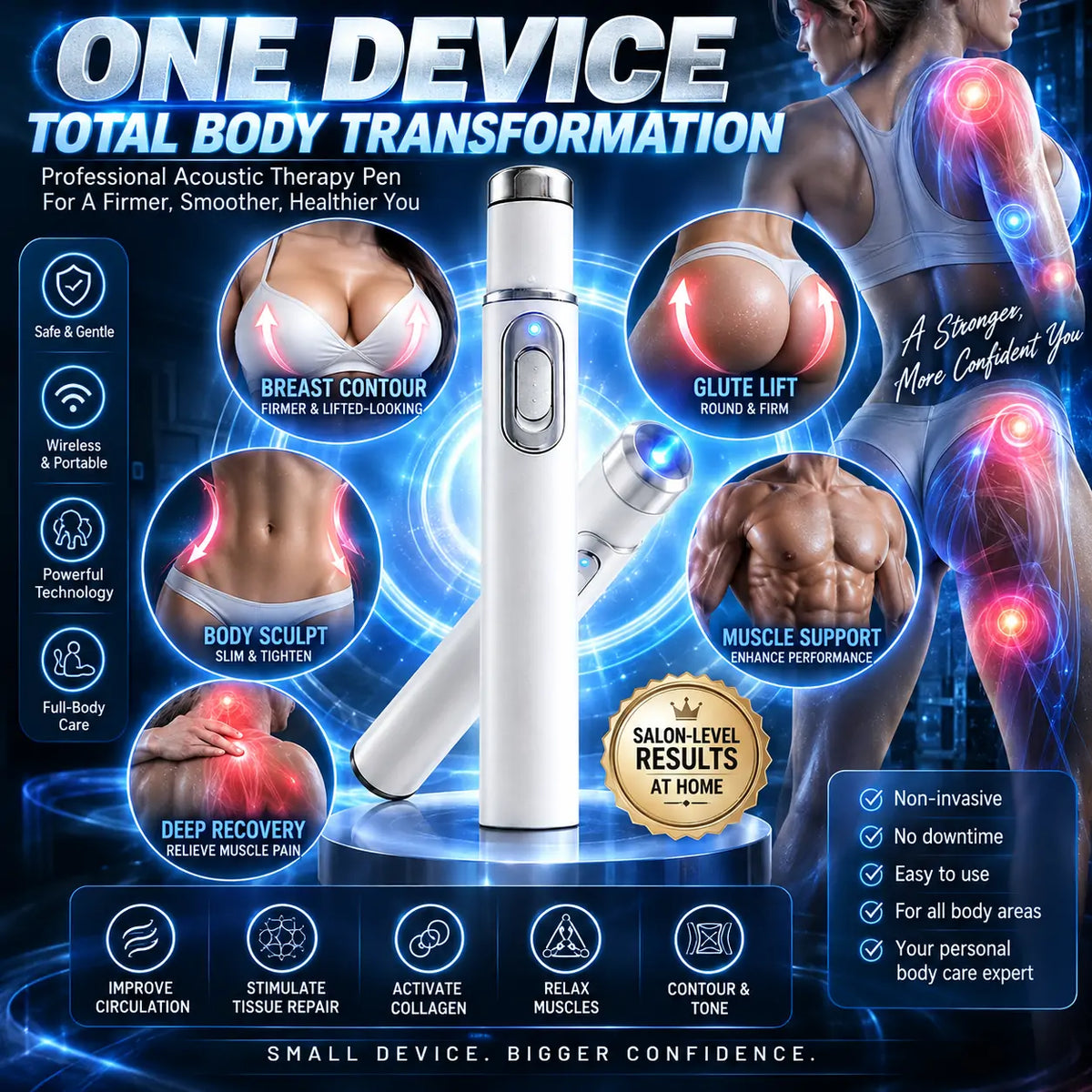 Mresio ULTRASONIC SHOCK WAVE BODY REMODELING SYSTEM——Enhances bust and lifts buttocks. Fuel Muscle Growth.Boost Circulation. Relieve Pain.