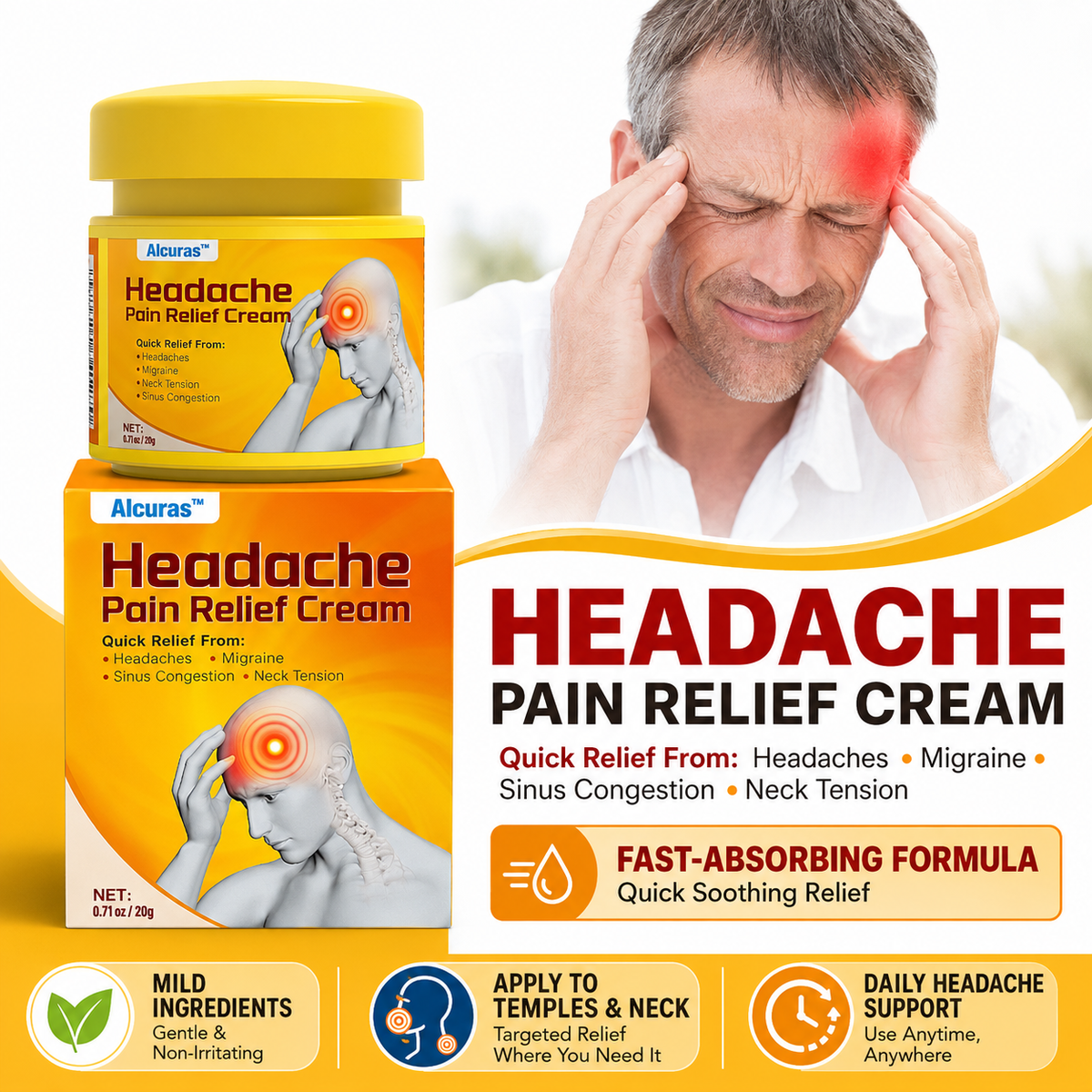 🧠Alcuras™ Head & Neck Relief Cream ⚡ | For Head Pressure, Temple Pain, Neck Tightness, Eye Strain, Migraine-Like Sensations & Stress-Induced Tension | When Daily Life Builds Up in Your Head & Neck | 90-Day Money-Back Guarantee