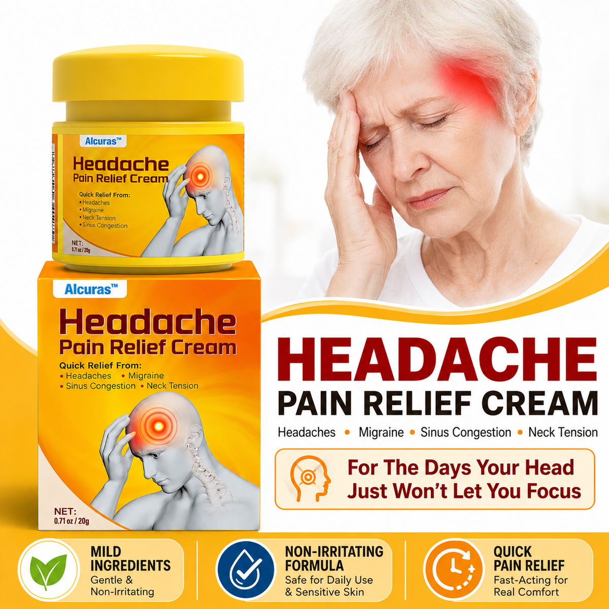 🧠Alcuras™ Head & Neck Relief Cream ⚡ | For Head Pressure, Temple Pain, Neck Tightness, Eye Strain, Migraine-Like Sensations & Stress-Induced Tension | When Daily Life Builds Up in Your Head & Neck | 90-Day Money-Back Guarantee