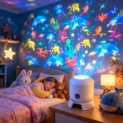 LED Dynamic Snowflake Projector – Christmas Projection Light with Ocean Wave & Starry Sky Effects for Kids Bedroom