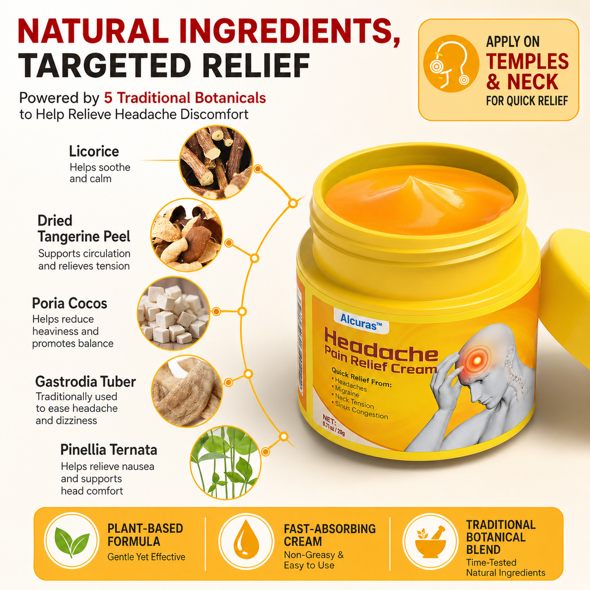 🧠Alcuras™ Head & Neck Relief Cream ⚡ | For Head Pressure, Temple Pain, Neck Tightness, Eye Strain, Migraine-Like Sensations & Stress-Induced Tension | When Daily Life Builds Up in Your Head & Neck | 90-Day Money-Back Guarantee