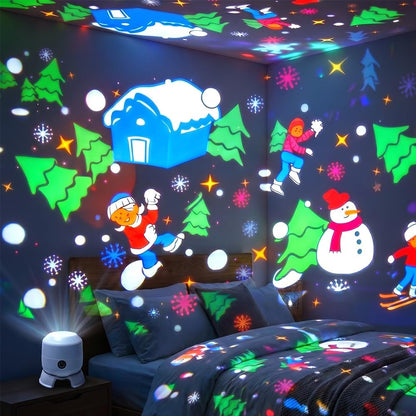 LED Dynamic Snowflake Projector – Christmas Projection Light with Ocean Wave & Starry Sky Effects for Kids Bedroom