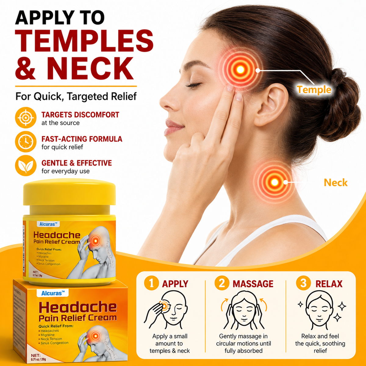 🧠Alcuras™ Head & Neck Relief Cream ⚡ | For Head Pressure, Temple Pain, Neck Tightness, Eye Strain, Migraine-Like Sensations & Stress-Induced Tension | When Daily Life Builds Up in Your Head & Neck | 90-Day Money-Back Guarantee