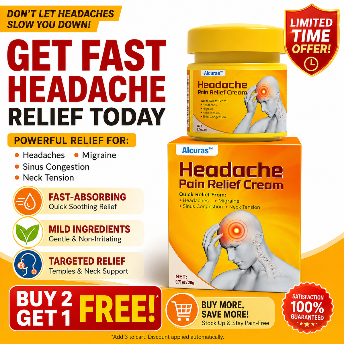 🧠Alcuras™ Head & Neck Relief Cream ⚡ | For Head Pressure, Temple Pain, Neck Tightness, Eye Strain, Migraine-Like Sensations & Stress-Induced Tension | When Daily Life Builds Up in Your Head & Neck | 90-Day Money-Back Guarantee