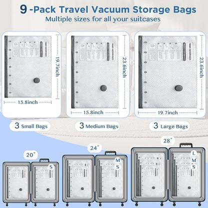 Portable vacuum compression bag + automatic air pump